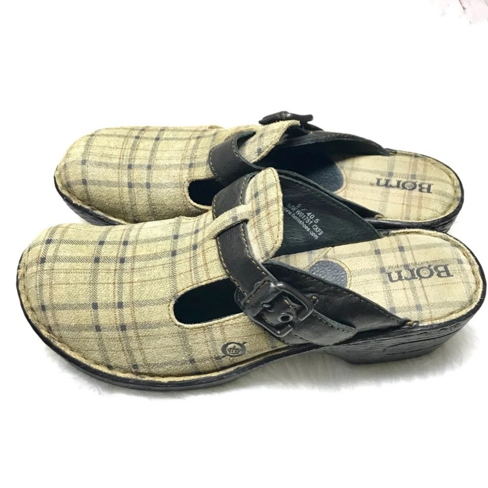 Born Della Plaid Slip on Clogs Size 9.5 - Picture 3 of 6
